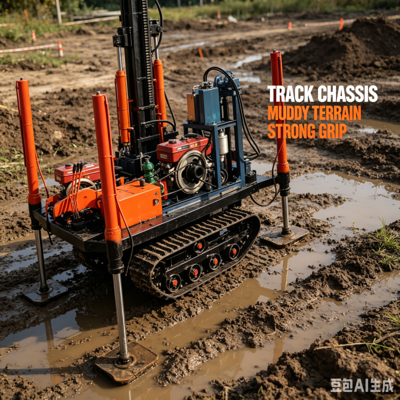 Heavy Equipment Working - Self Propelled Crawler Water Well Drill